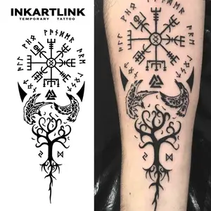 INKARTLINK magic art tattoo 2 pieces, Totem Series,waterproof, semi-permanent, long-lasting, temporary, simple fake stickers,for party