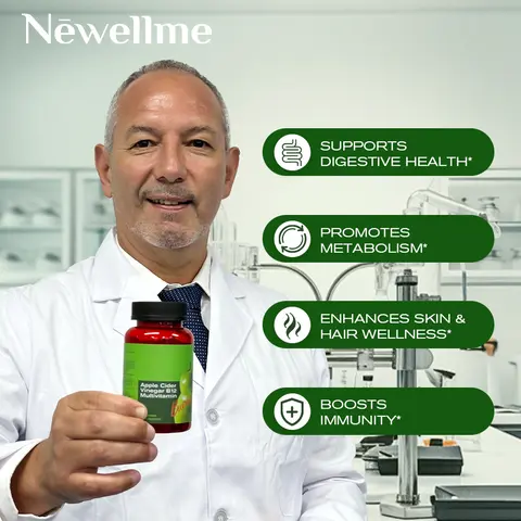 NEWELLME Organic ACV Edible Dietary Fitness Supplement - Vitamin B12-Infused Digestive Aid for Adults, Gut Health, Energy Support & Metabolism Boost