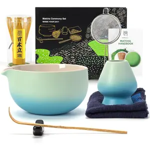 Matcha Whisk Set Blue,Ceremony Matcha Set,Matcha Kit Grident Blue,Matcha  Set for Making Breakfast/Latte,Matcha Whisk Set and Bowl with  Accessories, for Matcha Lover