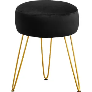 Vanity Stool, Black Vanity Stools for Makeup Room, Round Ottoman Foot Stool,  Footrest Vanity Chair for Bathroom Vanity, Bedroom, Living Room, Entryway, Offices