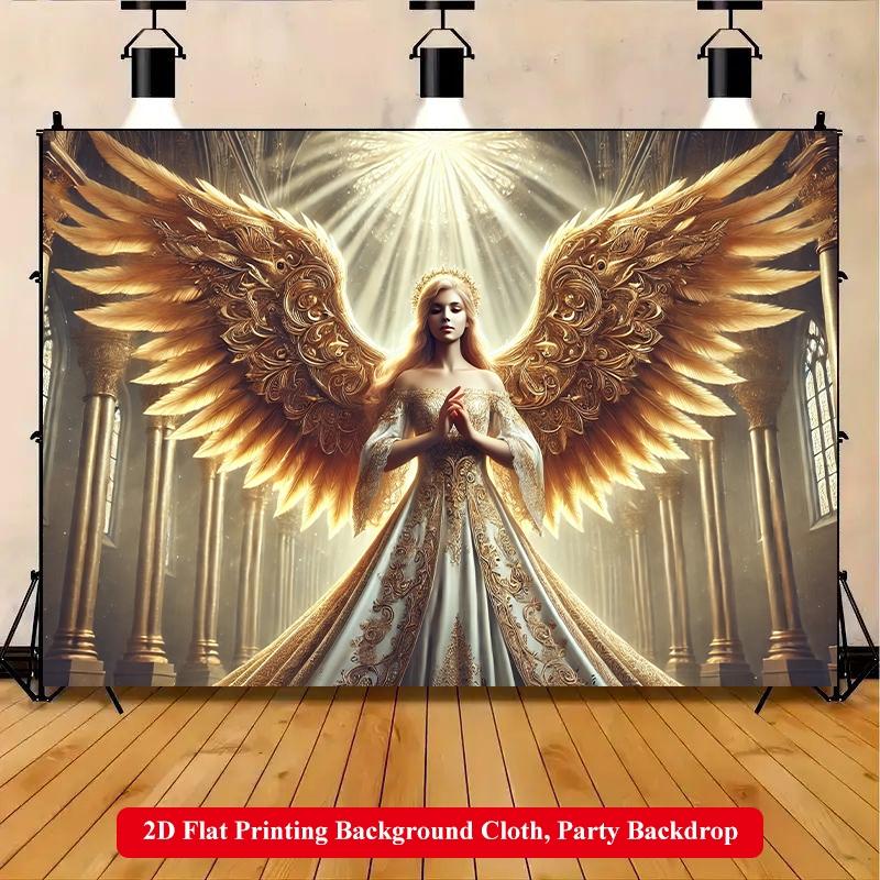 2D Flat Printing Backdrop Banner 1pc, An Angel With Golden Wings ...