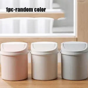 Mini Desktop Trash Can with Lid, Kitchen Home Desktop Trash Bin, Random Color, Compact and Convenient, Ideal for Small Spaces