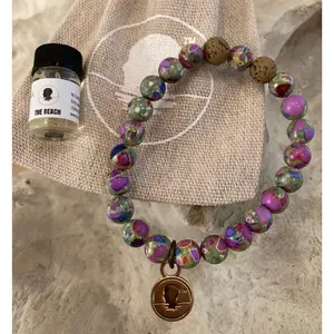 Rainbow Sea Sediment Jasper Beach Scented Aromatherapy Bracelet