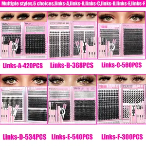 4-6 Styles Eyelash Cluster Kit Bottom/Spiky/40D-300D Volume Lash Clusters Kit 5-20mm Volume D-Curly Eyelash Extensions Kit with Lash Bond and Seal Tweezers Remover Eyelash Brush  DIY at Home Easily