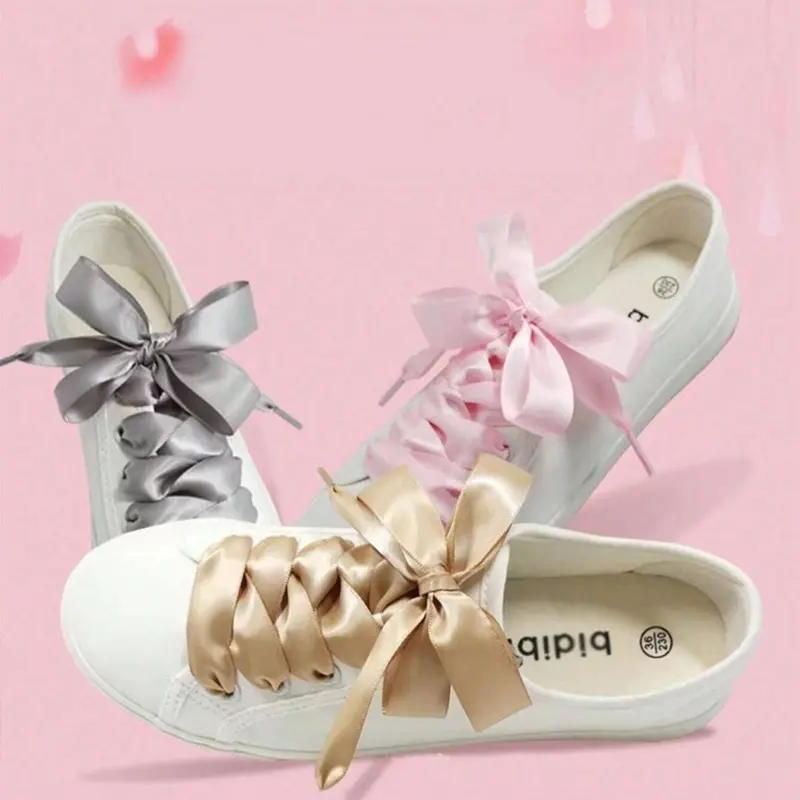 Solid Color Silk Shoelaces, Fashionable Shoes Laces for Women & Girls, Casual Shoes Accessories for Daily Use, Footwear Lace, Shoe Strings