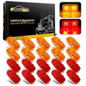 Partsam 20Pcs 2" x 4" Double Bullseye 10 Led Marker Lights [DOT Approved] Rectangle Trailer Side Marker Clearance Lights for RV Truck Camper Motorhome