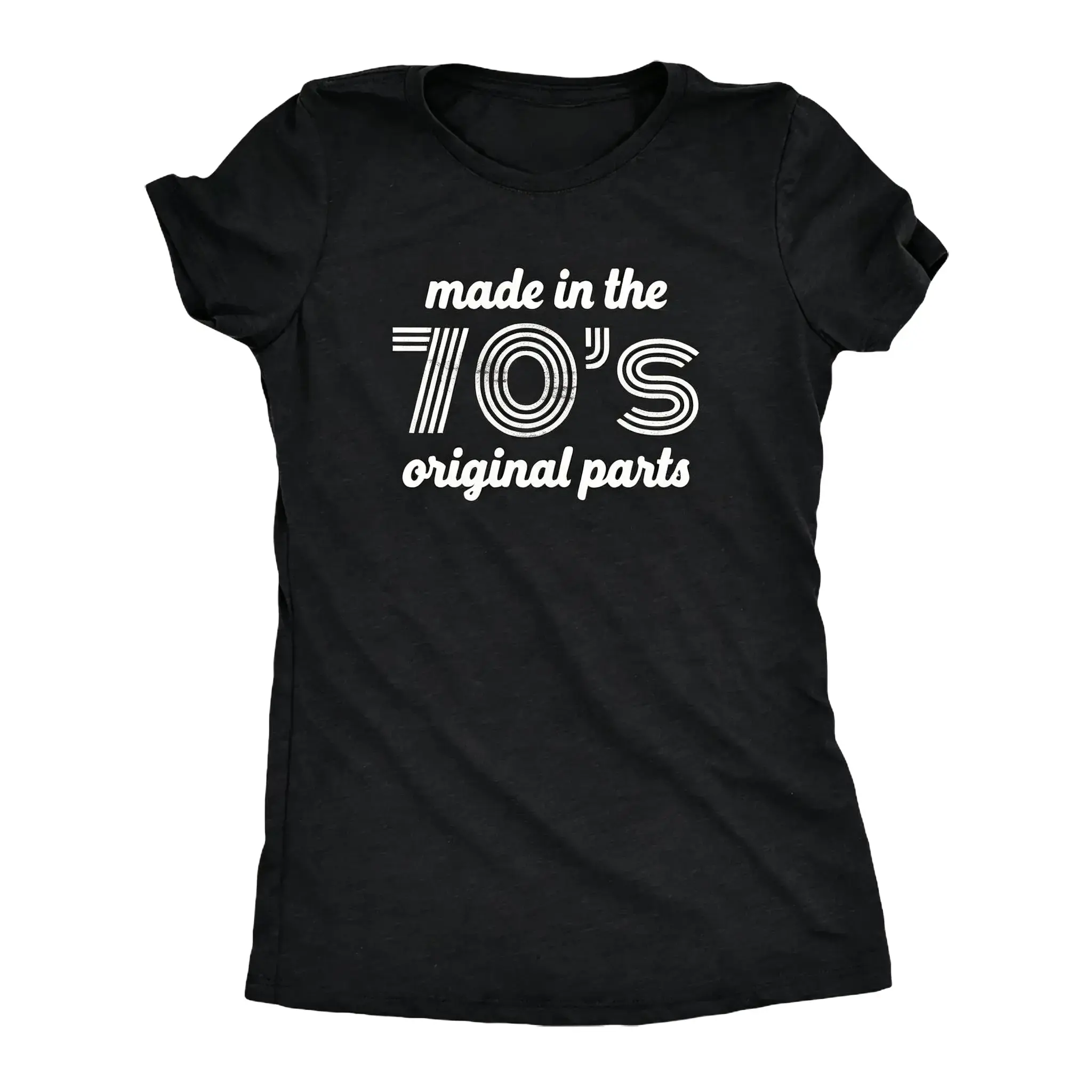 Made in the 70's Original Parts Women's T-Shirt, Retro 70s Birthday Graphic Tee, Vintage Disco Style Cotton Casual Top，funny graphic tee，summer graphic tees，tee
