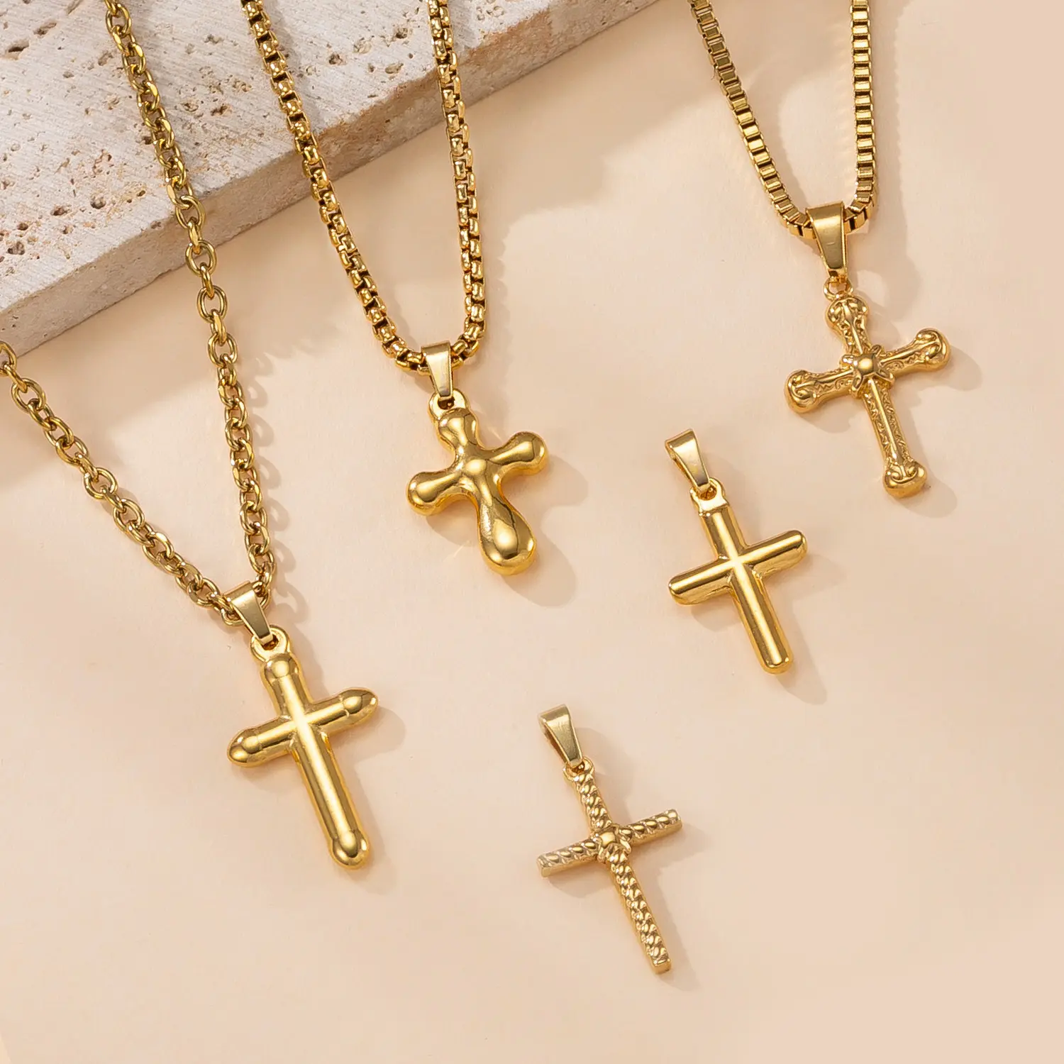 Stainless Steel Cross Pendant Necklace Charm – Fashion Titanium Steel Non-Fading DIY Jewelry Accessory