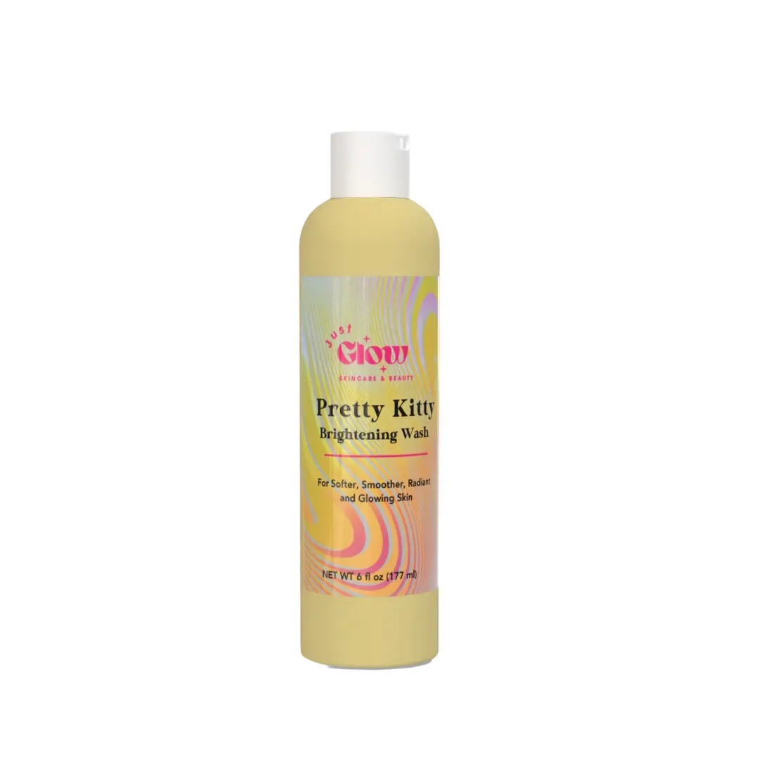 Just Glow Pretty Kitty Body Wash (6oz) – Natural brightening wash with kojic acid, turmeric & papaya to hydrate, soften & skin tone Daily Niacinamide