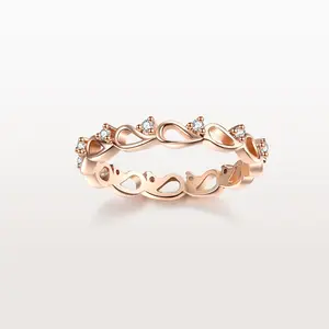 Rose Golden Ring Set for Women Dainty Cubic Zirconia Stackable Band Infinity Crown Twist Wedding Ring Fashion Jewelry Gift for Her Size 5-9