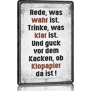 8x12 Inch Laser-Engraved Aluminum "Was Wahr Ist" Funny German Quote Home Sign - Humorous Bathroom Decor, Home Supplies Plaque, Laser-Engraved Home Signs
