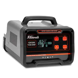 XtremepowerUS 75A Smart Automotive Vehicle Battery Charger Booster - 12V/24V AGM Trickle Charger, 20-1000Ah Capacity, 200A Starting Current for Multiple Battery Types