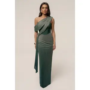 Green Celestina Draped Maxi Dress