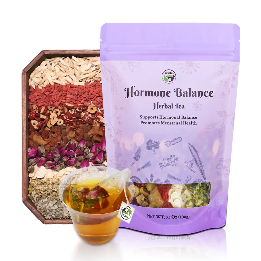Hormone Balance Herbal Tea, Women’s Natural Menstrual Cycle Support Hormonal Balance & Relaxation with 8 Precious Herbs Formula with Raspberry Leaf, Chamomile, Ginseng
