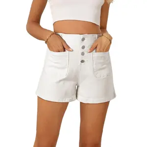 Sidefeel Women's Jean Shorts Button Fly Stretchy High Waisted Summer Outfit Denim Shorts