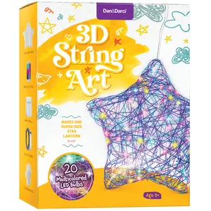 Dan&Darci 3D Star String Art Kit for Kids Glow-in-the-Dark Project with 20 Multicolored LED Bulbs & Stand for Ages 8+