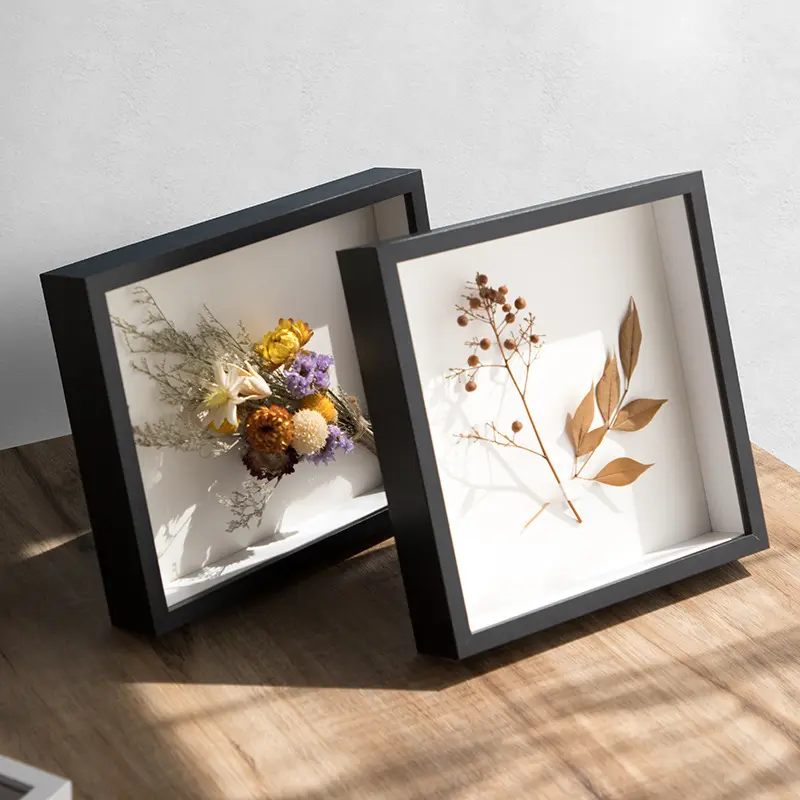 Dry Flower Photo Frame Display Box, 3D Specimen Case for Souvenirs and Photos, Perfect for Wedding Memorabilia and Handmade Crafts, Durable Sturdy High Quality Frame, Detailed Frame, Wood Frames