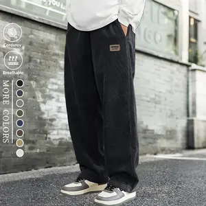 Corduroy straight-leg pants,  corduroy material breathable and skin-friendly, available in multiple colors for free choice, meets the daily street and campus wear needs of youth Men's Elastic Drawstring Casual Pants