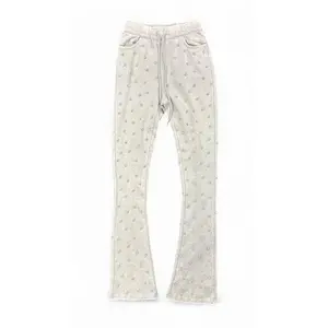 Rebel Denim 'Diamond' Fleece Stack Flared Sweat Pants (Grey) 652-455