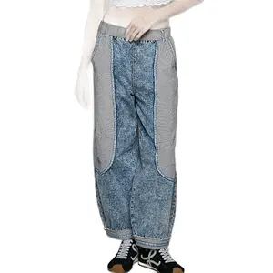 Denim Contrast Panel Jogger Pants