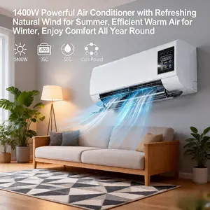 2-in-1 Wall Mounted Heating & Cooling Fan Air Conditioner, 1400W High-Power Ultra-Quiet Dual-Speed Household Circulation Fan, Whole-Room Air Circulation Heating & Cooling, Ideal for Bedrooms, Studios and Tiny Houses