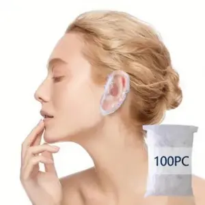 Disposable Elastic Transparent Shower Ear Caps, Durable Ear Protection for Hair Dying, Showers, Spa Use at Home & Salons, Shower Essentials