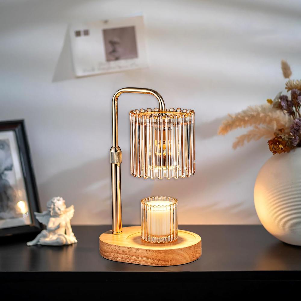 Elegant Flower Bellflower Scent Lamp - Adjustable Height Wax Melt Warmer with Timer, 2 Extra Bulbs, Indoor Bedroom Decor (Golf Space Accent)