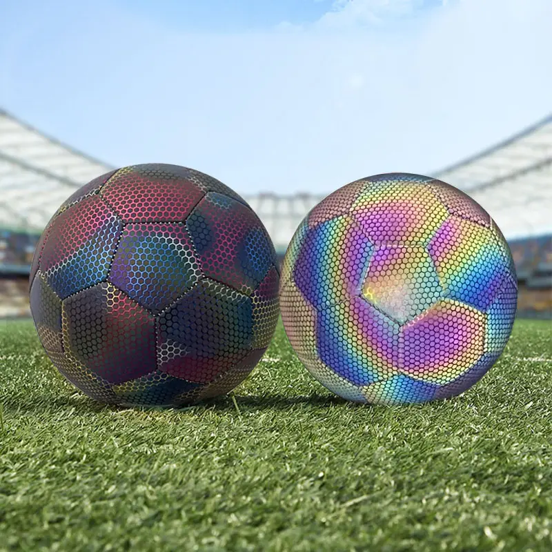 Holographic Reflective Football, 1 Count Machine Sewing Wear-resistant Football, Football for Indoor and Outdoor Game, Soccer Ball