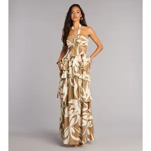 Postcard Pretty Halter Cutout Maxi Dress