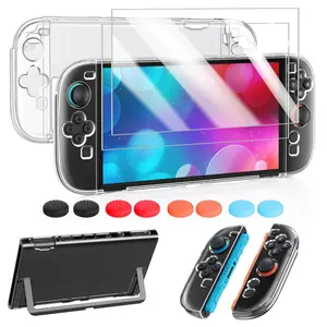 YOUNG Clear Protective Case for Nintendo Switch 2(2025), Transparent Slim Hard Shell for Switch 2 Accessories, Scratch&Shock Protection Cover for Joycon 2 with Screen Protector, 8 Thumb Grip, Gaming Accessories, Console Accessories