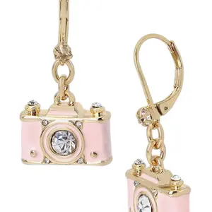 Betsey Johnson pink camera earrings
