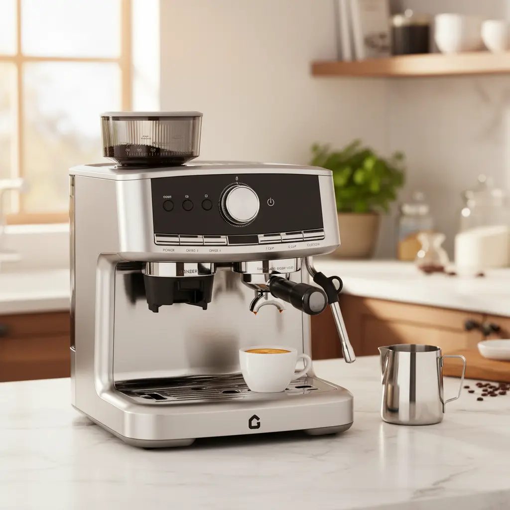 【DealsForYouDays】GARVEE 20 Bar Pressure Espresso Machine with Grinder, 1.5L Removable Water Tank, Milk Frother Steam Wand for Latte/Cappuccino (20Bar,With Grinder)