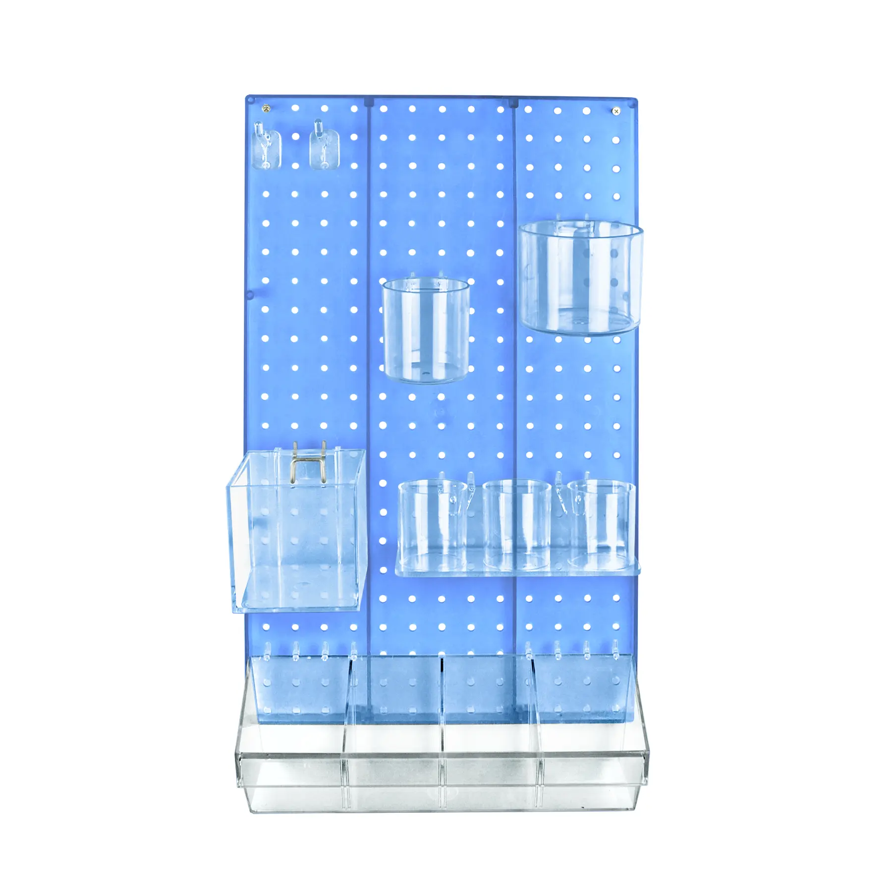 Azar Displays The DIY Multi-Purpose 12-Piece Pegboard Wall Organizer Kit with One Panel and Accessory Assortment, Blue