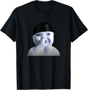 100% Cotton Tuff AI Niche Baby Holding Laugh Meme in Durag T-Shirt