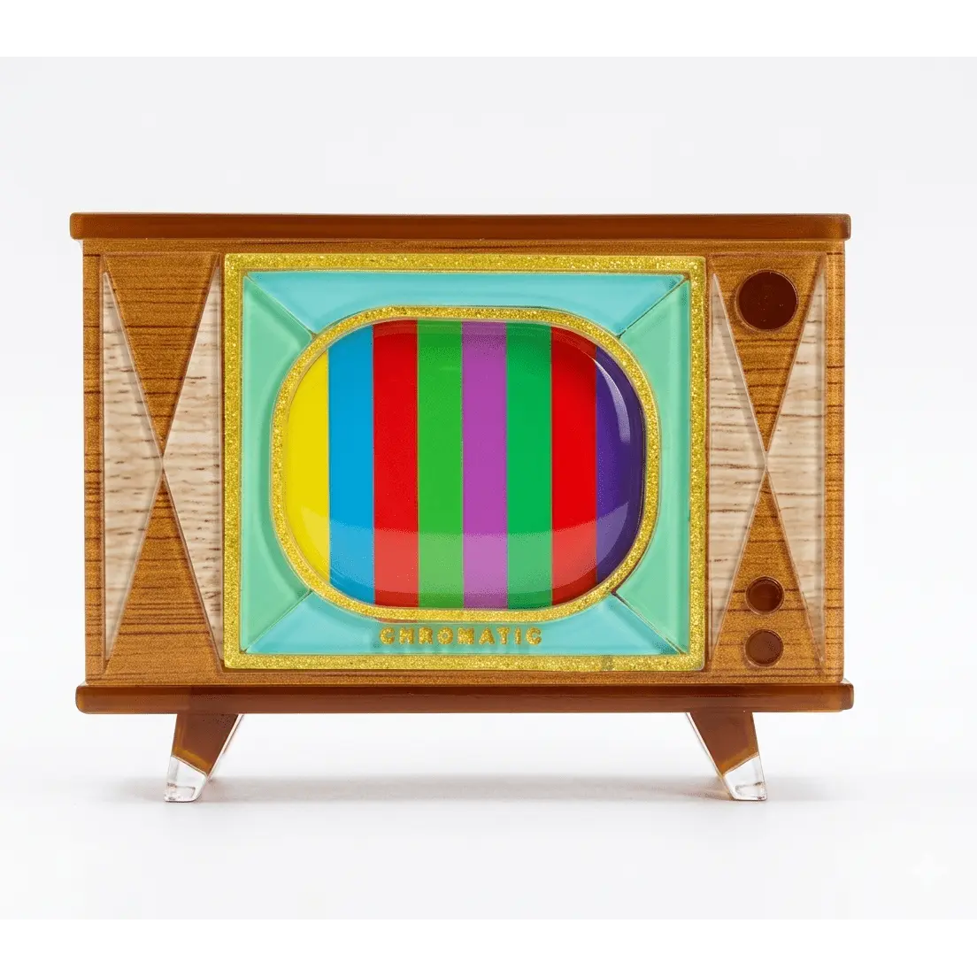 Tune In Customizable Retro TV Brooch by Lipstick & Chrome