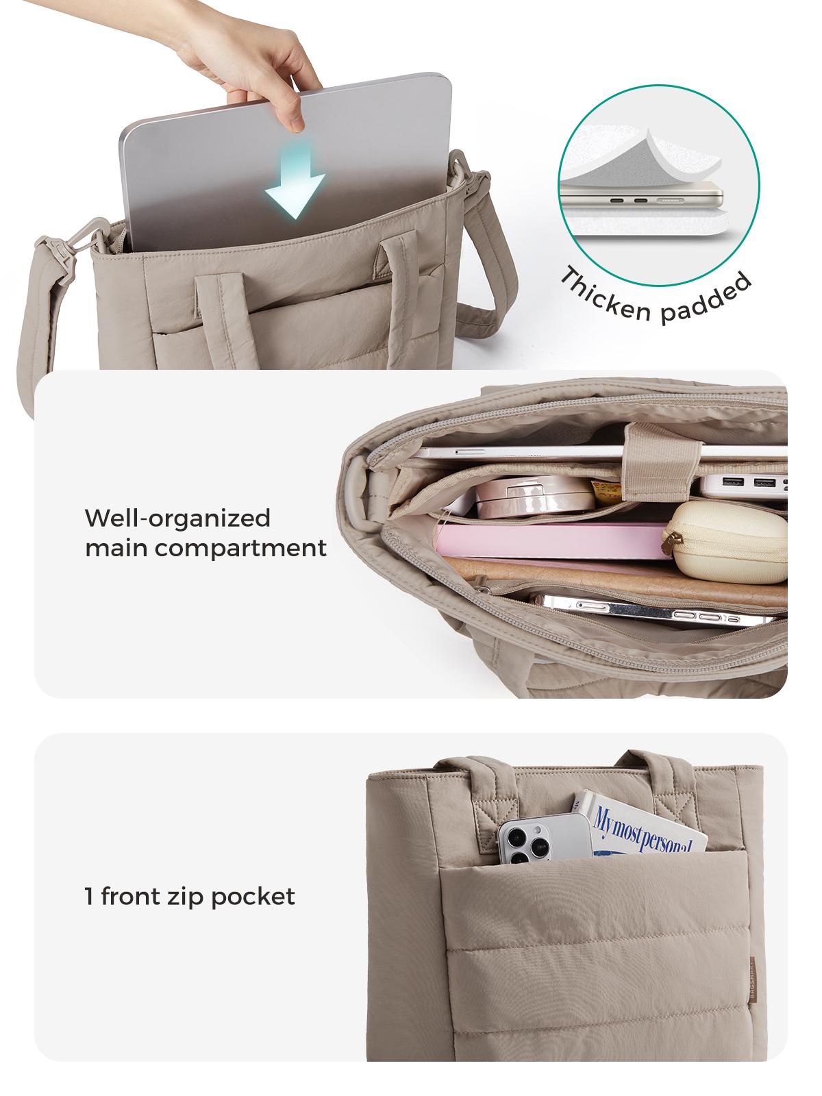 【NEW IN】BAGSMART Upgraded Mini Bubble Puffy Tote Bag Longer Length Added Shoulder Strap Durable Quilted Laptop Tote for Travel Work SpringStatements 【NEW IN】BAGSMART Upgraded Mini Bubble Puffy Tote Bag Longer Length Added Shoulder Strap Durable Quilted Laptop Tote for Travel Work SpringStatements