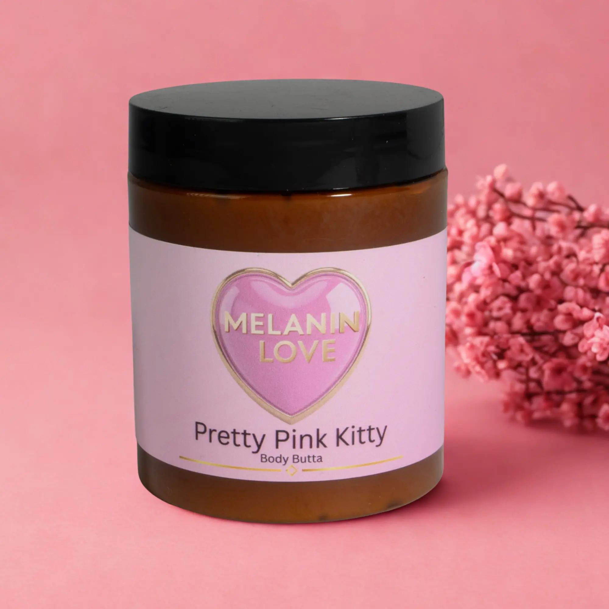 Melanin Love Pretty Pink Kitty Women's Body Butter 8oz Natural Skin Care for Smooth Skin Softness with Natural Ingredients Gentle Care