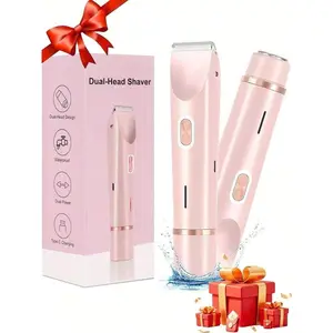 2026 Upgrade VersionElectric Razors Shaver ,Bikini Trimmer For Women,2 In 1 Wet & Dry Electric Waterproof Razor Shaver, 400mAh USB Rechargeable Dual Head Shaver For Painless Trimming Of Pubic Hair, Face, Underarms And Legs, IPX7 Waterproof, Ceramic Blade