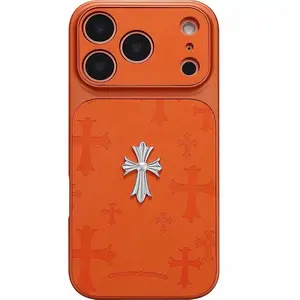 Premium Leather Cross-Pattern PhoneCase Compatible withiPhone 17/16/15/14/13/Pro/Max,3D Cross Vintage Phone Case| Full-Body Protection for Smartphones  and dropprotection. Stylish and suitable for both men andwomen.Protective Case | Best Gift