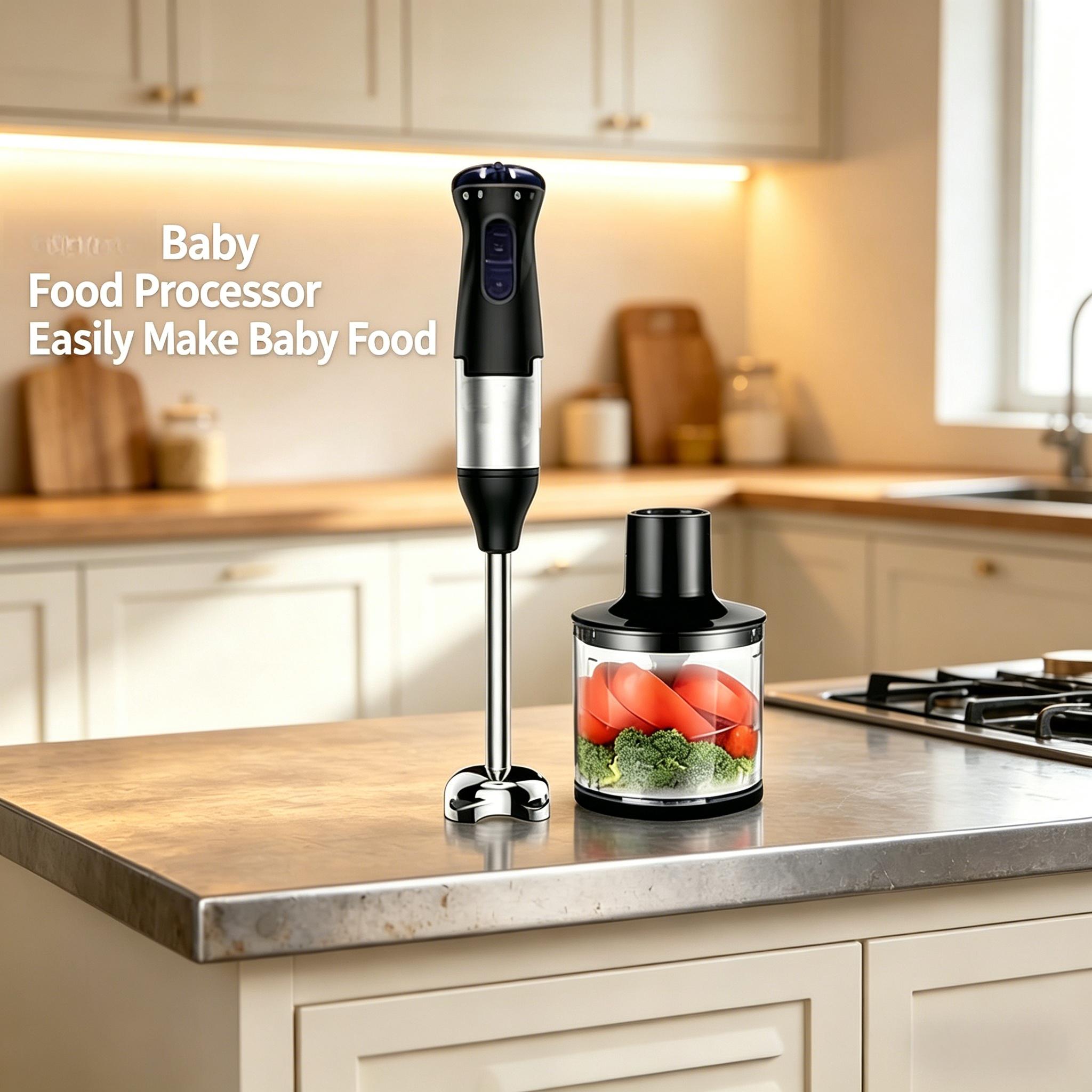 All-in-One Immersion Blender Set for Adult Family Daily Cooking, 110V 60Hz 700W High Watt Electric Blender US Plug Design, Detachable Accessories Easy Washing Multipurpose Tool for Baby Purees Smoothies Juices Kitchen Meal Making