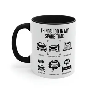 Things I Do In My Spare Time Funny Car Garage Themed Coffee Mug, Great Gift for Men Women New Drivers Boyfriend Dad Husband Car Lovers Mechanic Collector