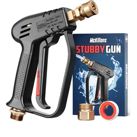 McKillans Stubby Gun with Preinstalled Fittings for Foam Cannon - Lightweight Pull Trigger and Real Stainless and Brass Fittings