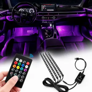 48-LED RGB Car Strip Lights Kit – USB Interior & Underglow Lights with Music Sound-Active Function, Wireless Remote, Car Ambient Decorative Lighting, Universal Fit for Sedan SUV Truck, Truck Accessories, Semi Truck Accessories