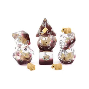 Rhino DnD Dice Set - 7-Piece Resin RPG Dice for Dungeons and Dragons - Rhinoceros Dic Set - Pathfinder Dice - Nerdy Gift with Unique Animal-Themed Design