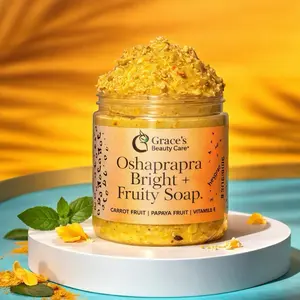 Oshaprapra Bright + Fruit Soap - Carrot Papaya Lemon Orange Extracts for Radiant Complexion & Hydration