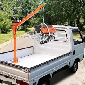 【GARVEE】1100 lb Electric Pickup Truck Crane with 3500 lb Electric Winch, 12V Folding Truck-Mounted Crane, Painted Steel Jib Crane with 360° Swivel for Lifting Goods in Construction and Factory