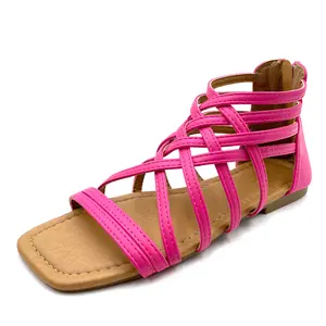 Womens Hanni Flat Gladiator Sandal Caged Multi-Strap Design Medium and Wide Width