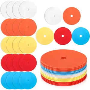20 Pcs 6 Inch Flat Cones Spot Markers, Non-Skid Floor Hole Spot Markers, Soccer Cones Field Court Markers, Flat Discs Training Field Cones for Sports Speed Agility Practice, 5 Colors