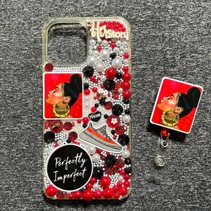 iPhone 13 Plus Case with Red Black and White Beads and Perfectly Imperfect Design