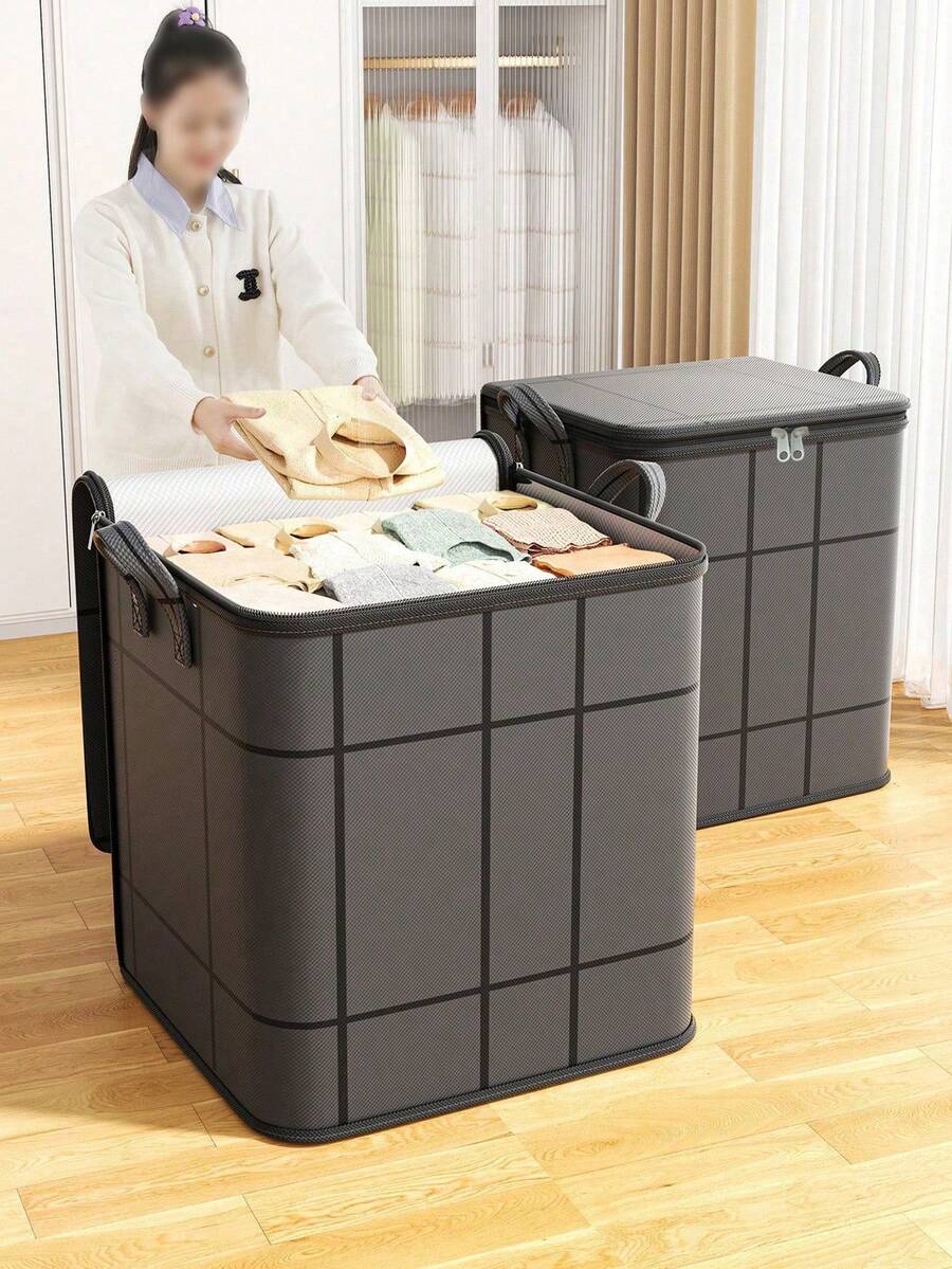 1/4pcs Thick Large Capacity Movable Garment Storage Bag, Wardrobe Storage Bag, Clothes & Quilt Storage Bag, Seasonal Clothing Storage Bag, Blanket & Clothing Moving Thick Woven Bag, Foldable Portable Storage Bag